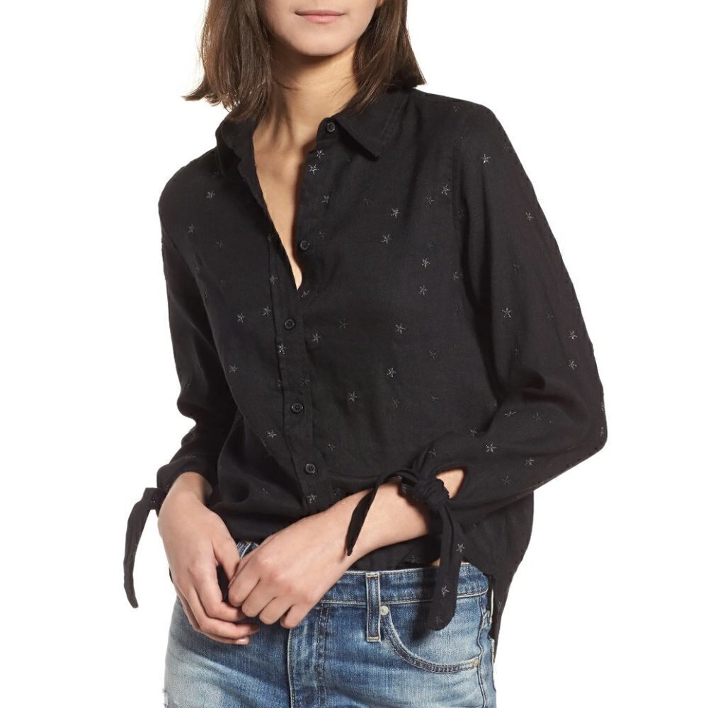 RAILS Robyn Black Embroidered‎ Stars Button Down Shirt
